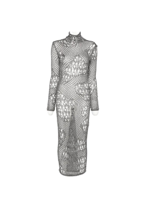 DONDUP open-knit long-sleeved midi dress - Silver