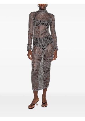 DONDUP open-knit long-sleeved midi dress - Silver