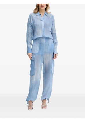 ERMANNO FIRENZE lace-panelled cargo jumpsuit - Blue