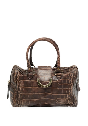 Aigner Vintage croc-embossed satchel bag - Brown