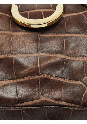 Aigner Vintage croc-embossed satchel bag - Brown