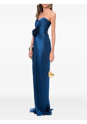 Ana Radu flower-detail strapless maxi dress - Blue