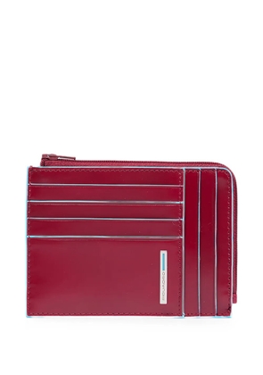 PIQUADRO zipped leather card holder - Red