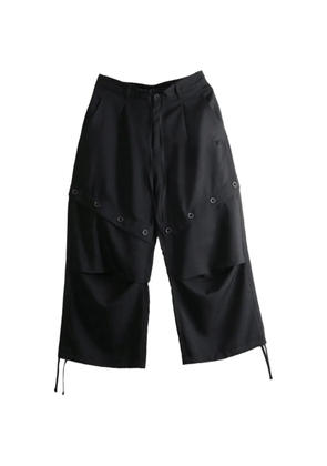 Y-3 button-embellished drawstring-hem trousers - Black