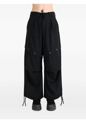 Y-3 button-embellished drawstring-hem trousers - Black