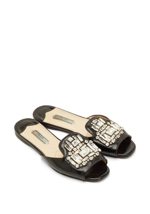 Prada Pre-Owned crystal-embellished patent leather sandals - Black