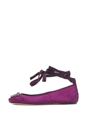 Jimmy Choo Pre-Owned Grace crystal-embellished ballet flats - Purple