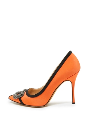 Manolo Blahnik Gotrian crystal-buckle pumps - Orange