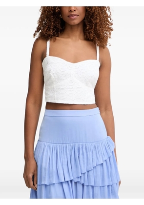 GUESS USA broderie-anglaise smocked top - White