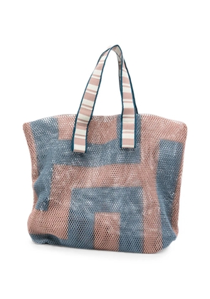 Épice Kanpur mesh-knit geometric-pattern tote bag - Brown