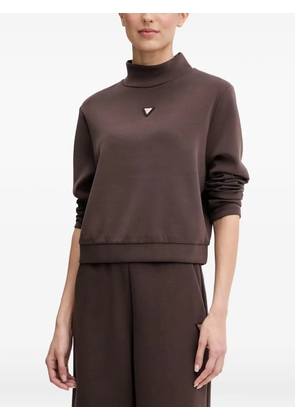 GUESS USA logo-plaque high-neck sweatshirt - Brown