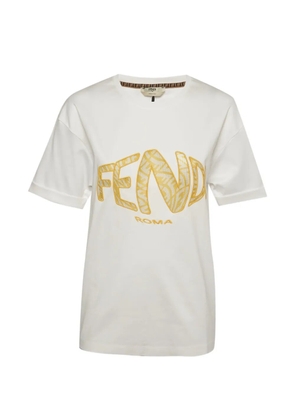 Fendi Pre-Owned mesh-inset fish-eye logo T-shirt - White