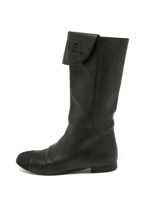 CHANEL Pre-Owned logo knee-hight boots - Black