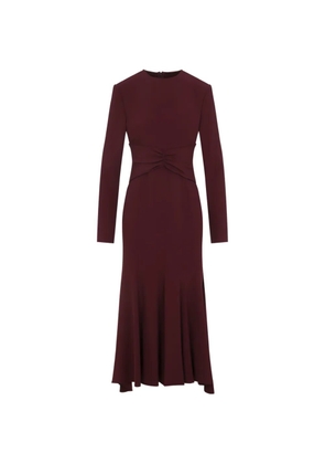 Alberta Ferretti midi ruched-waist long-sleeve dress - Red