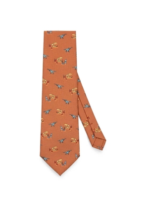Tombolini aeroplane-pattern silk tie - Orange