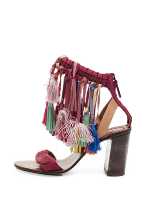 Chloé Pre-Owned Rainbow tassel-detail sandals - Red