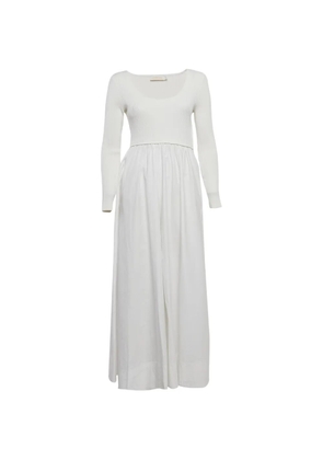 ZIMMERMANN rib-knit poplin midi dress - White
