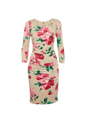 Dolce & Gabbana Pre-Owned floral-print ruched midi dress - Neutrals