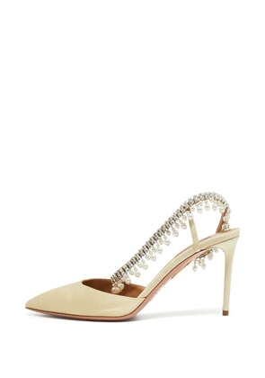 Aquazzura crystal-embellished pearl-accented pumps - Neutrals