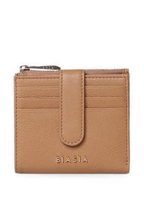 BIASIA logo-plaque pebbled wallet - Neutrals