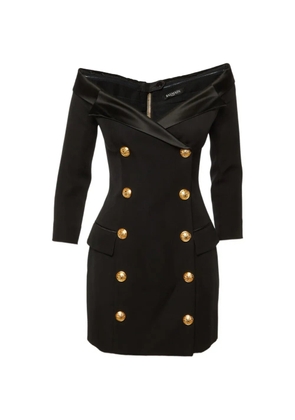 Balmain Pre-Owned double-breasted off-the-shoulder mini dress - Black