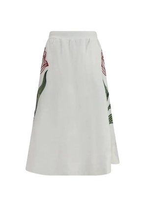 FARM Rio floral-embroidered midi skirt - White