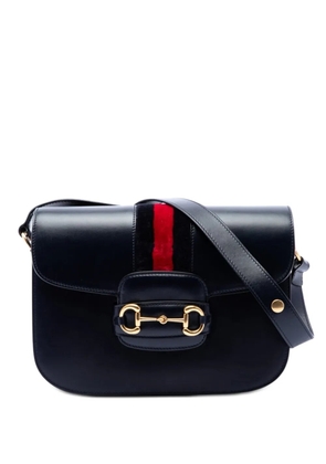 Gucci Pre-Owned 2016-2026 Medium Leather Web 1955 Horsebit shoulder bag - Blue