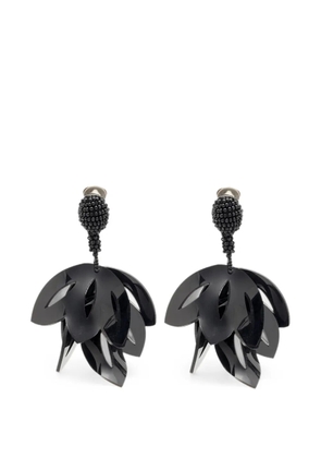 Oscar de la Renta Pre-Owned beaded clip-on earrings - Grey