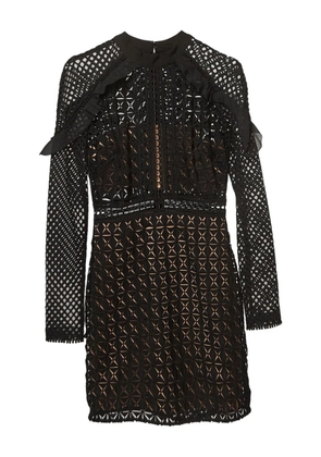Self-Portrait lace geometric dress - Black