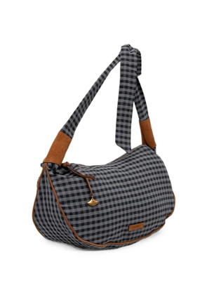 Sessùn mini Lango gingham-check shoulder bag - Black