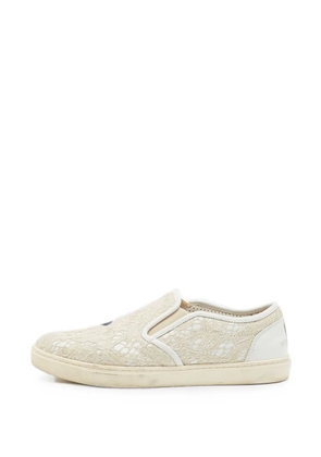 Dolce & Gabbana Pre-Owned Lace leather sneakers - Neutrals