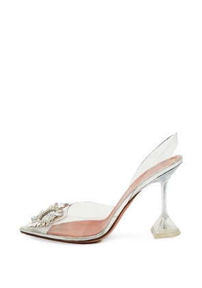 Amina Muaddi Amina Muaddi Begum Size 38 Transparent PVC Crystal Embellished Slingback Sandals - White