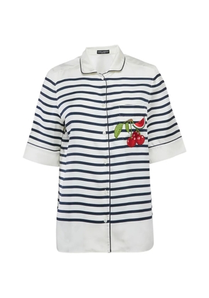Dolce & Gabbana Pre-Owned striped cherry-patch shirt - White