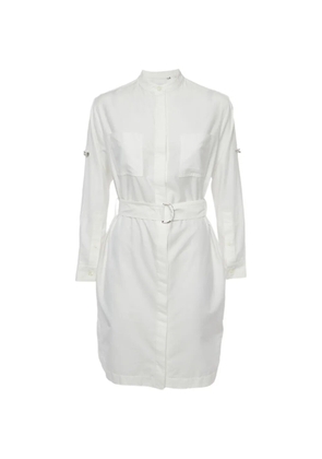 Burberry Pre-Owned belted long-sleeve midi dress - White