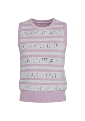 DKNY striped pointelle-knit top - Pink