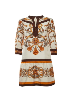 Gucci Pre-Owned shell-print lace-fastening mini dress - Neutrals