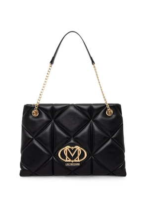 Love Moschino logo-plaque quilted shoulder bag - Black