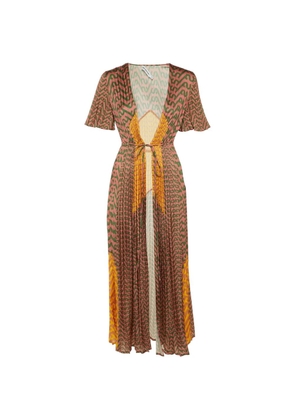 Self-Portrait printed plissé maxi dress - Red