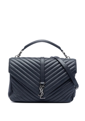 Saint Laurent Pre-Owned 2016 Large Chevron Sheepskin Monogram College satchel - Blue