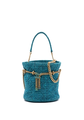 CHANEL Pre-Owned 2021-2026 Tweed Pending CC Top Handle Bucket Bag satchel - Blue