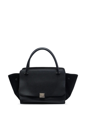 Celine Pre-Owned 2018 Medium Drummed Calfskin and Suede Trapeze Double Zip satchel - Black