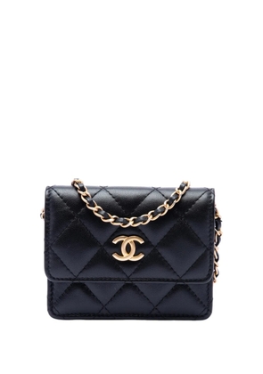 CHANEL Pre-Owned 2020 Quilted Lambskin Romance Card Holder On Chain crossbody bag - Black