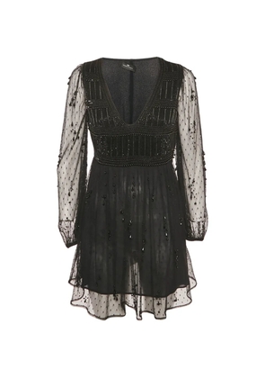 Elisabetta Franchi bead-embellished tulle mini dress - Black