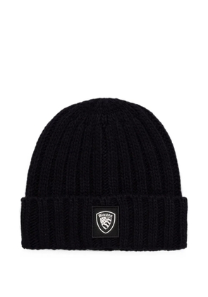 Blauer ribbed-knit logo-patch beanie hat - Blue
