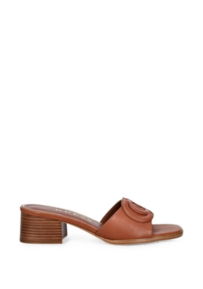 GUESS USA Cerinna logo-patch block-heel sandals - Brown