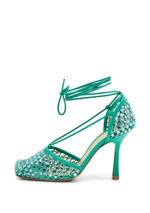 Bottega Veneta Pre-Owned Stretch crystal-embellished ankle-wrap hr+++eeled pumps - Green