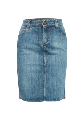 Gucci Pre-Owned floral-embroidered pencil mini skirt - Blue
