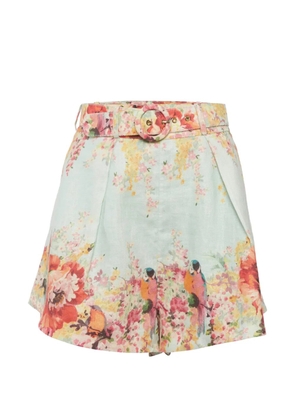 ZIMMERMANN floral-print belted shorts - Blue