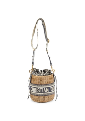 Christian Dior Pre-Owned 2020 Oblique canvas wicker bucket bag - Neutrals