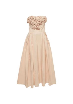 Elisabetta Franchi rose-appliqué gabardine dress - Neutrals